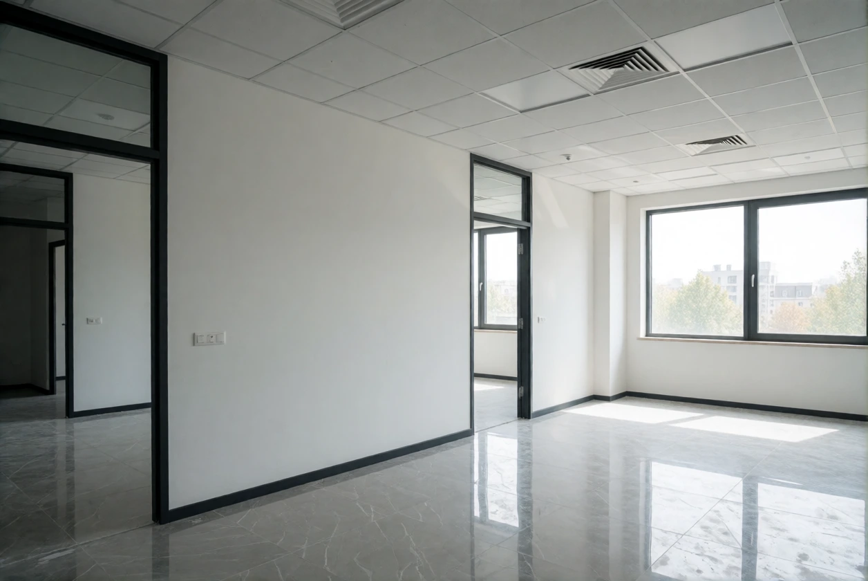Spațiu comercial curățat de praf și resturi după lucrări de construcție